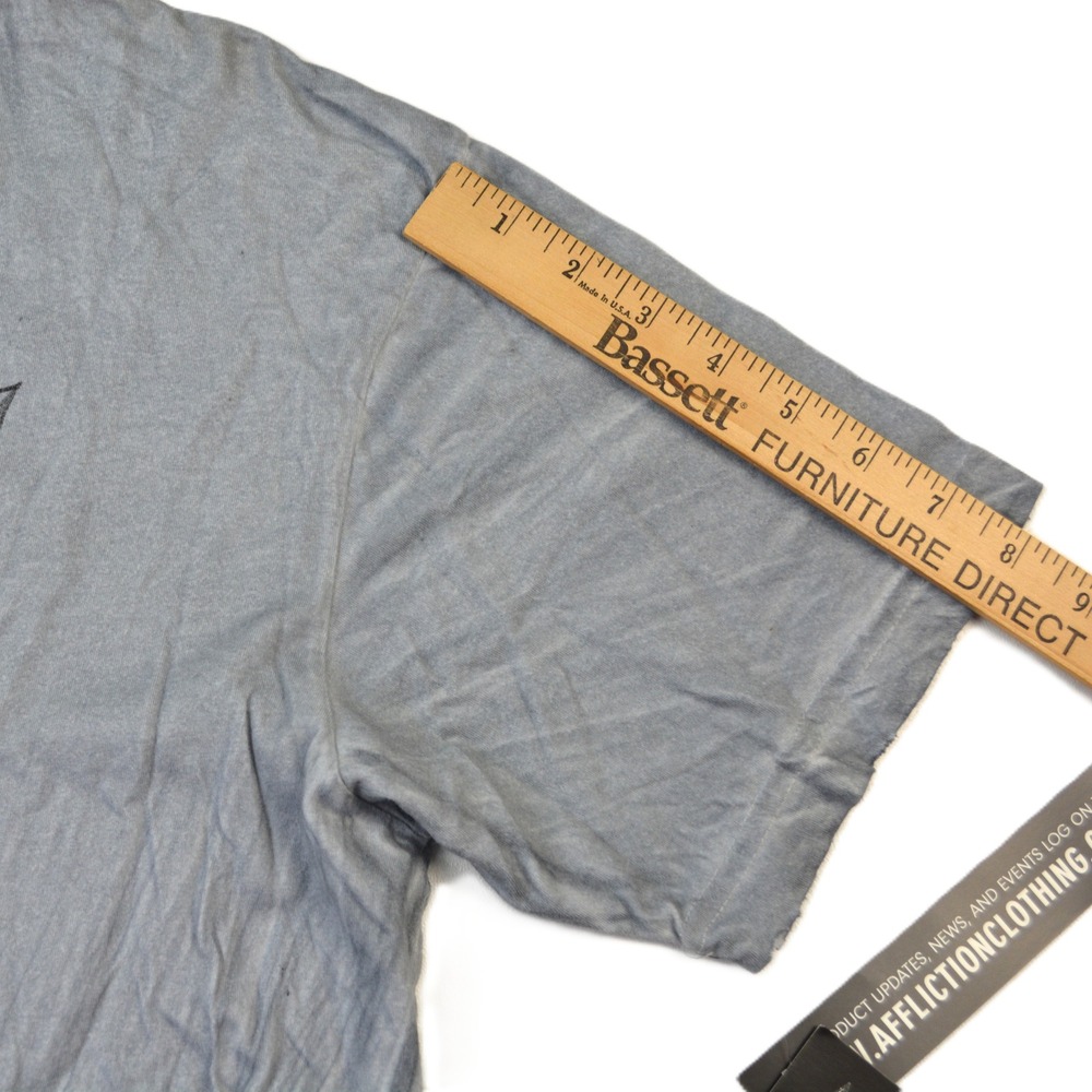 Affliction Eros SS Tee Mens Large Blue Distressed Wing Graphic T-Shirt A2242 NEW - Picture 9 of 10